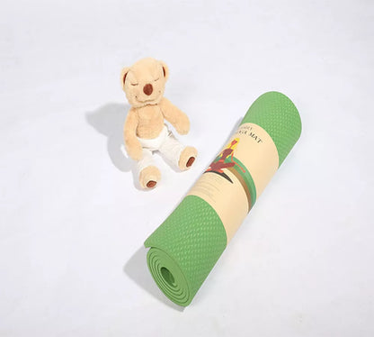 Firebird Beginner Yoga Mat in violet, blue, green, pink, or purple with 10mm thickness and non-slip surface