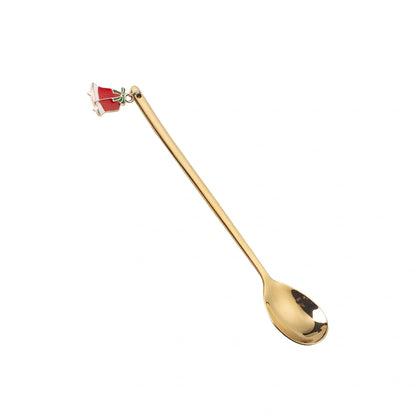 Christmas serving spoon in stainless steel with silver finish measuring 135mm length