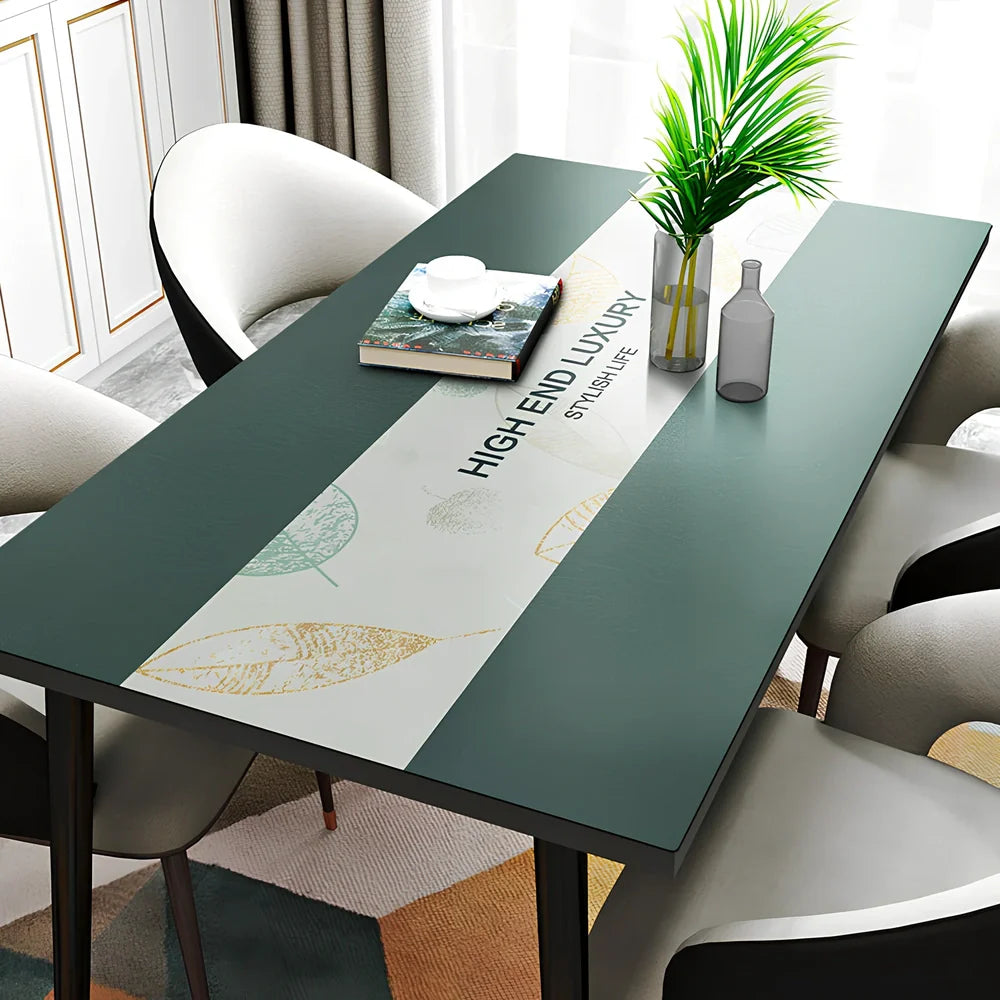 Rectangular black PVC tea table mat and cloth set, 70x140cm size, waterproof Northern Europe style protection