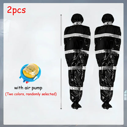 35×20×150cm black fake body bag horror prop with inflatable human body and accessory kit