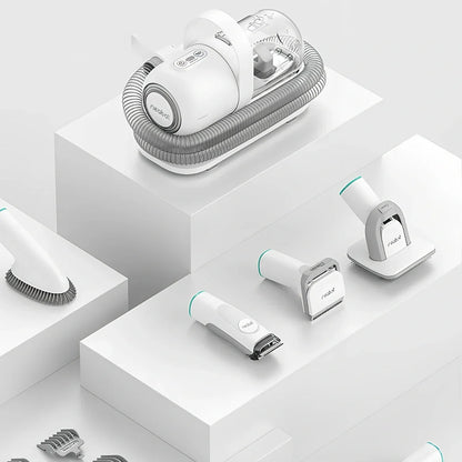 Pet grooming device with comb and shave functions, 290mm length with multiple attachments