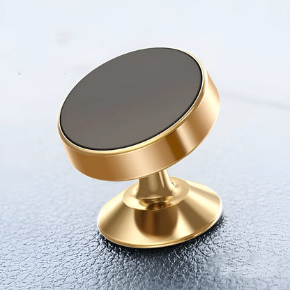 Aluminium alloy magnetic car phone holder mounted in a CD slot, holding a smartphone at an adjustable angle.