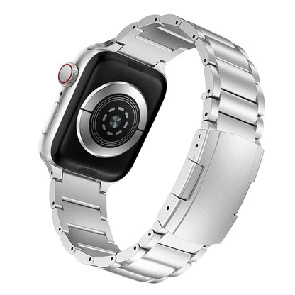 Titanium alloy replacement watch strap for Apple Watch, 204mm, folding buckle, black or silver