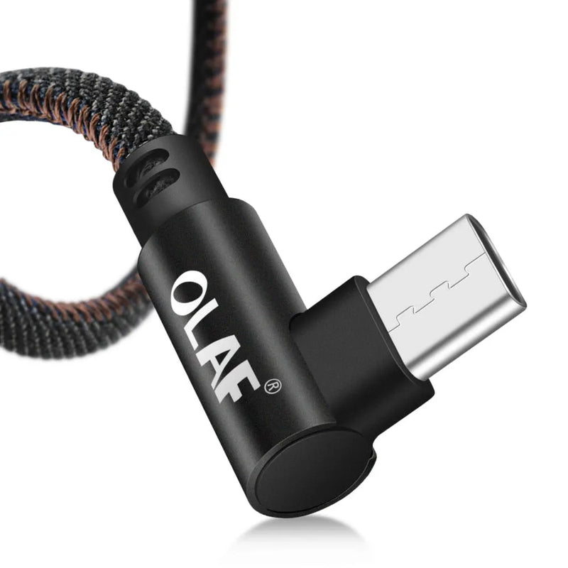 USB charging cable with fast charging capability, constructed from pure copper wire core, high-quality denil fabric jacket, and aluminium alloy connector heads, available in multiple colours and lengths including 1.5m, 2m, and 3m options