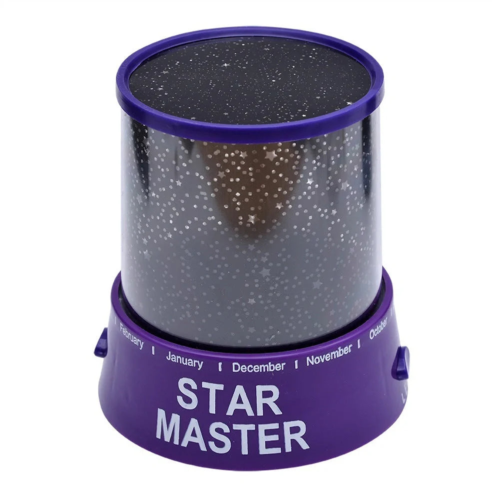 Round pink and purple starry sky LED night light with battery operation