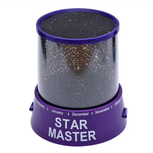 Round pink and purple starry sky LED night light with battery operation