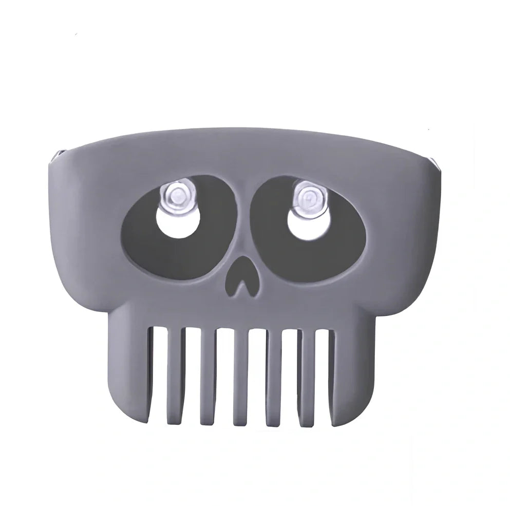 Halloween plastic drain rack in gray holding sponge, dish cloth and soap, 25cm long with punch holes for drainage
