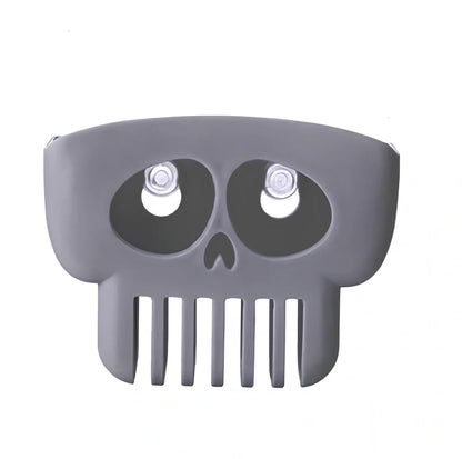 Halloween plastic drain rack in gray holding sponge, dish cloth and soap, 25cm long with punch holes for drainage