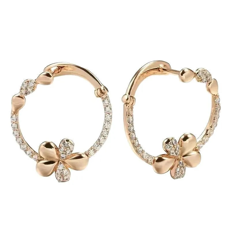 Copper round ring geometric earrings with electroplated finish for women