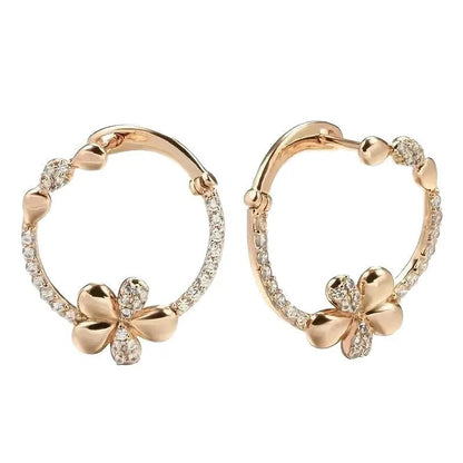 Copper round ring geometric earrings with electroplated finish for women