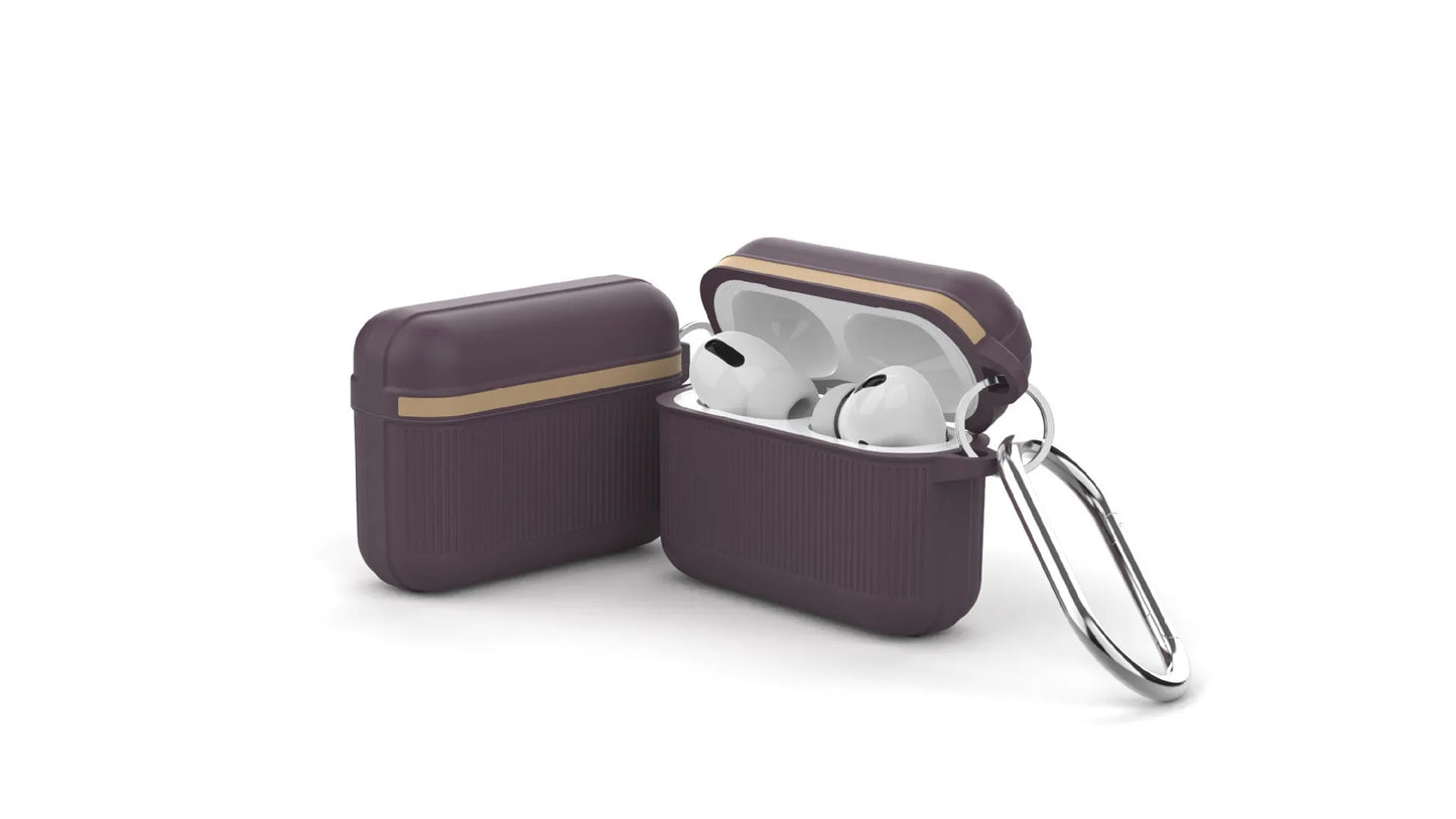 Silicone AirPods case in solid colour with reinforced corners and split design for quick access