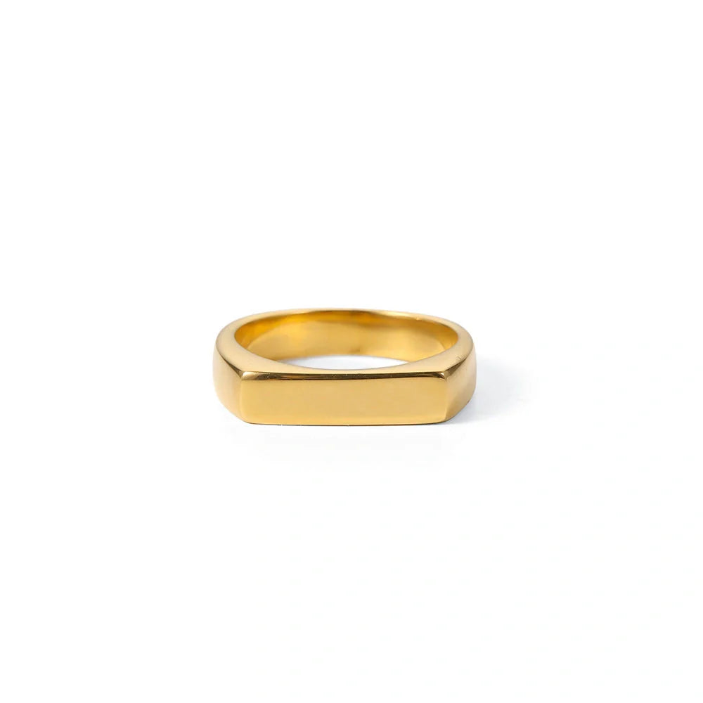 Lana Gold Ring in titanium steel with geometric design and gold electroplating