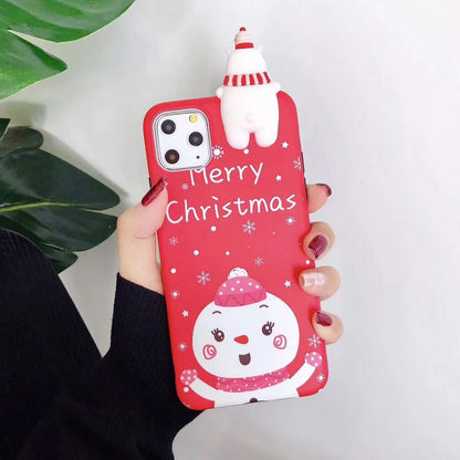 Christmas phone case with silicone back cover for iPhone, showing festive design and colour options