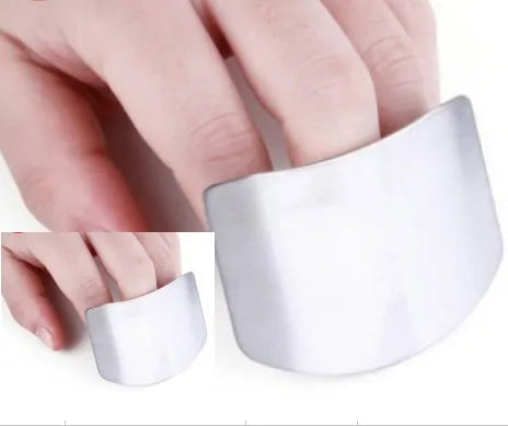 Stainless steel finger guard for vegetable cutting protection in single and double finger sizes