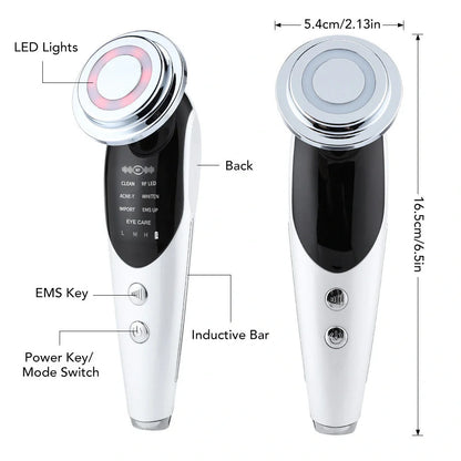 7-in-1 Facial Massager with EMS Micro-Current, Color Light Therapy, and Vibration Massage for Skin Rejuvenation, Acne Treatment, and Pore Cleansing