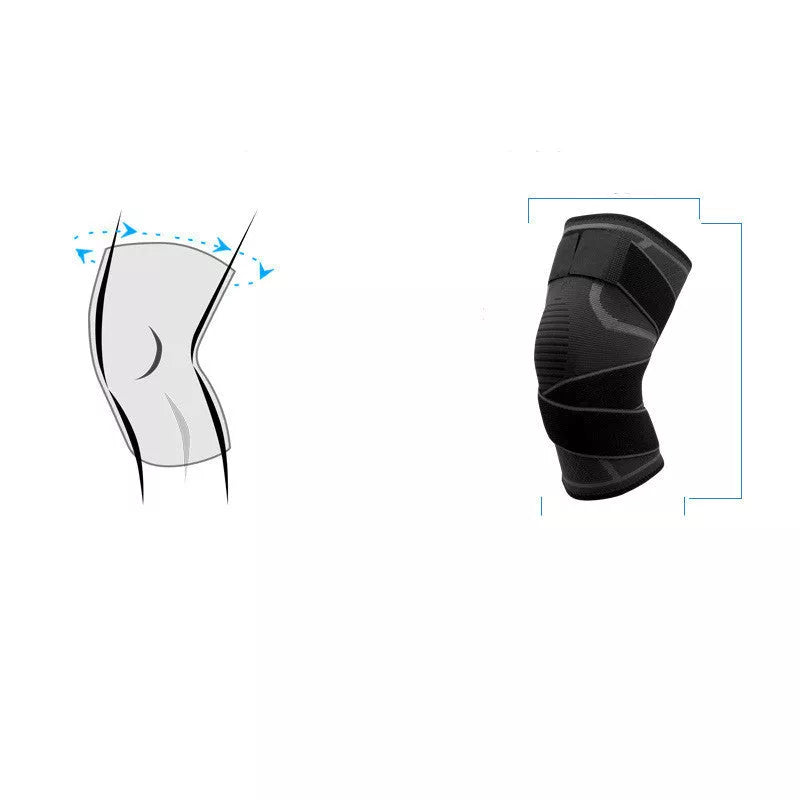 Sports Compression Cross Strap Knee Pads in black grey, grey blue, and grey red
