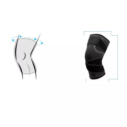 Sports Compression Cross Strap Knee Pads in black grey, grey blue, and grey red