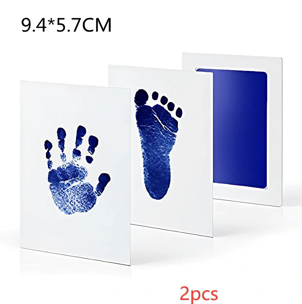 Disposable ink baby hand and foot print kit with six colour options and two size formats