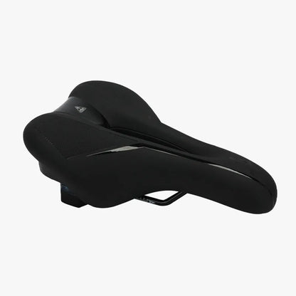 Mountain bike saddle 26x18x6cm in blue gradient, leather fabric and silicone bicycle seat cushion
