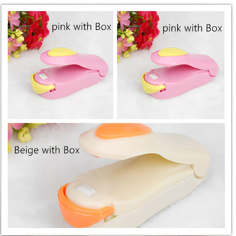 Mini hand pressure heat sealing machine measuring 10cm with magnetic base for plastic bag food preservation