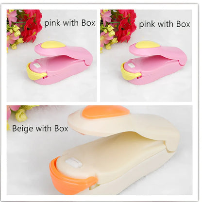 Mini hand pressure heat sealing machine measuring 10cm with magnetic base for plastic bag food preservation