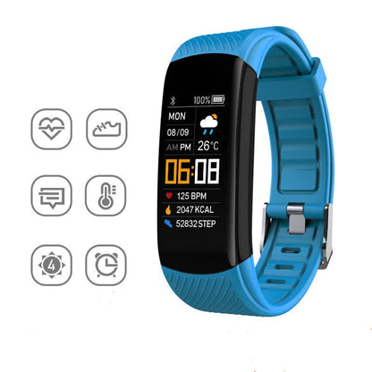 Adult sports silicone pedometer bracelet in various colours with 0.96-inch screen for step counting and sleep monitoring