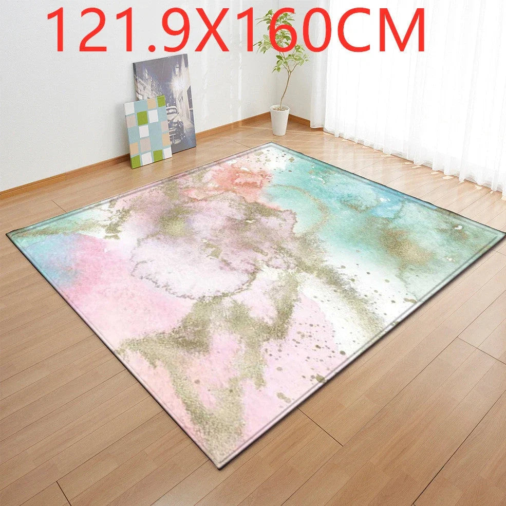 Rectangular polyester fibre carpet with marble pattern in 121.9x160cm and 50x80cm sizes