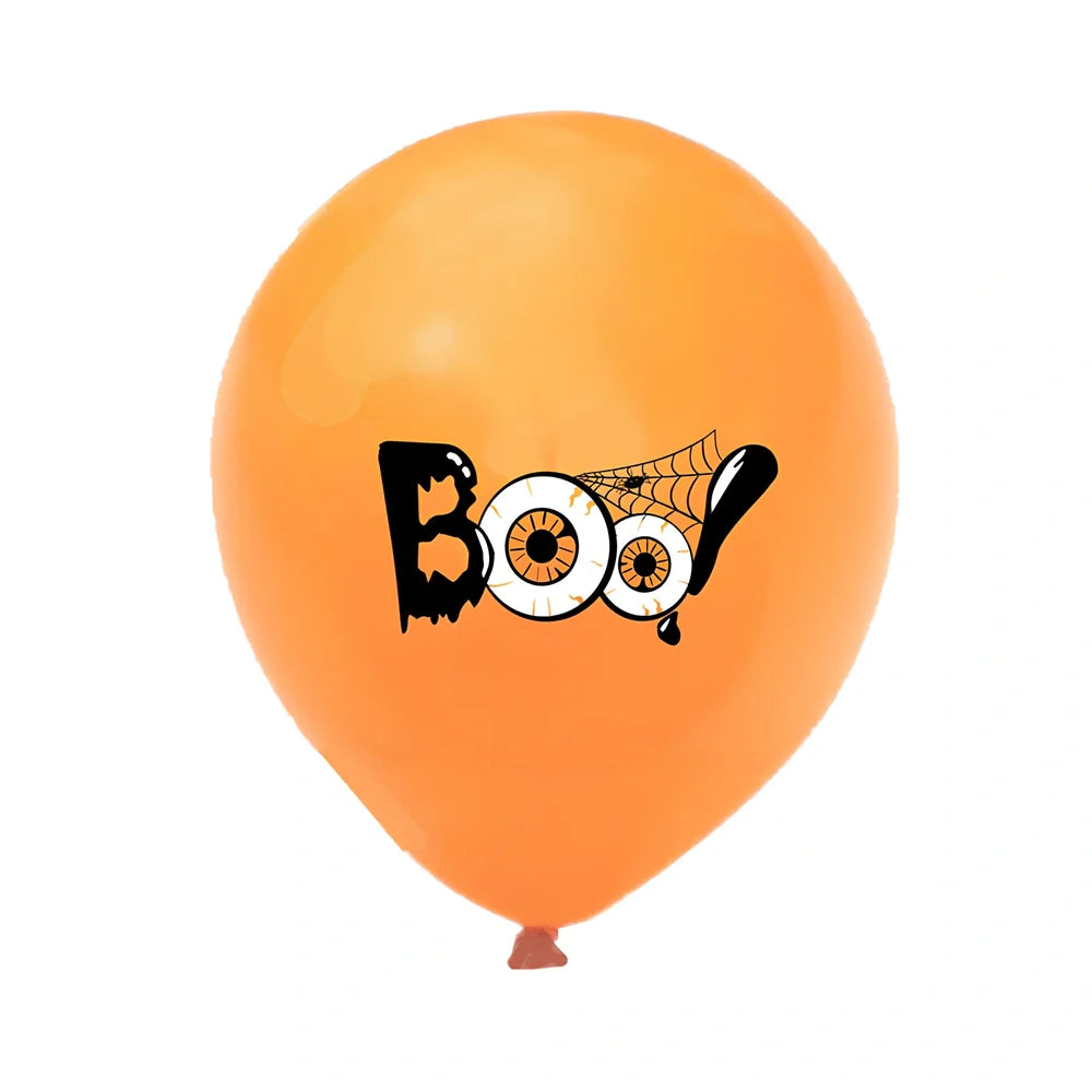 Halloween balloon decoration set with 10 printed latex balloons showing ghost and skeleton designs