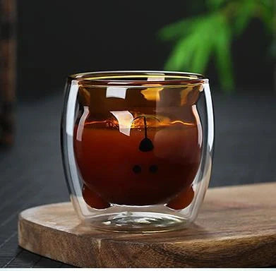 Double layer panda skull wine cup with Christmas tree design inside