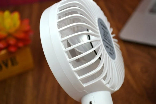 White ORICO FH1 USB rechargeable desk fan with fine-line detailing showing compact 215mm design