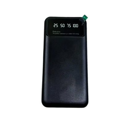 Black ultra-thin 10000 mAh power bank showing compact portable design