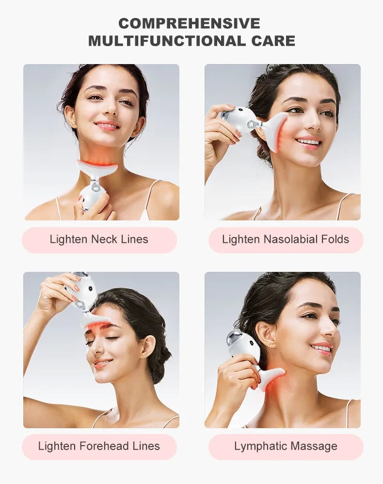 White neck massager for neck wrinkles, 120 x 83 x 50 mm, ABS and PC housing, USB rechargeable