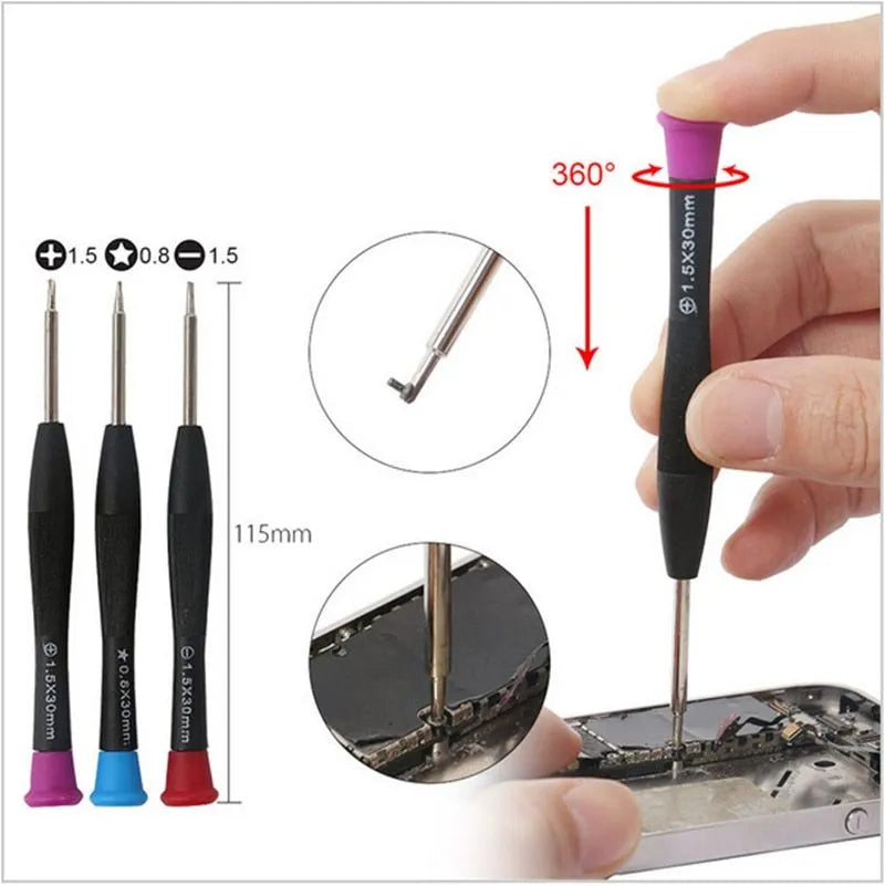 21 in 1 mobile phone disassembly tool kit with chrome vanadium alloy steel screwdrivers, plastic picks, suction cups and tweezers