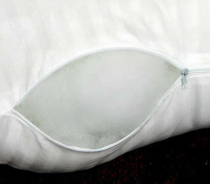 White square healthcare pillow measuring 40x70cm with polyester fibre filling