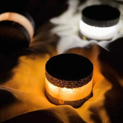 Volcanic rock USB-charged LED night lamp with dimming function and modern design