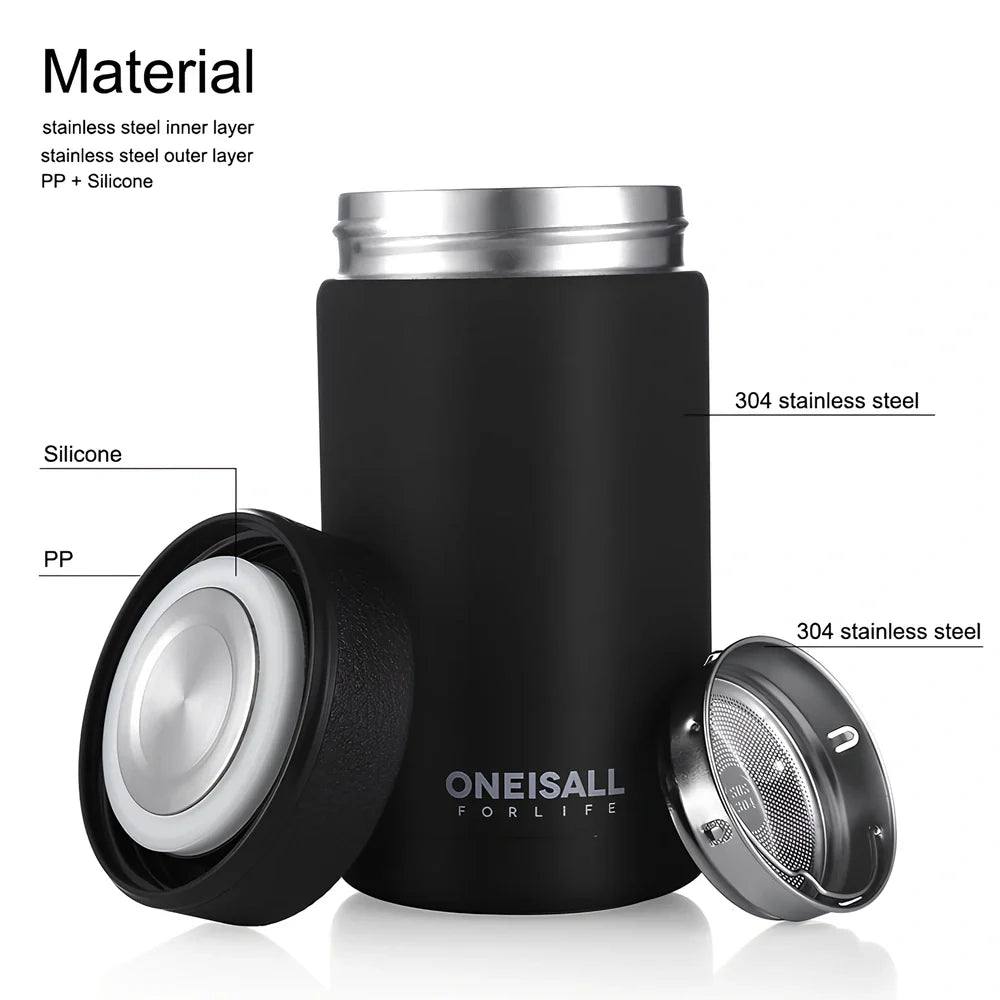 ONE IS ALL 400ml stainless steel insulated cup with 7.5cm diameter, black colour option