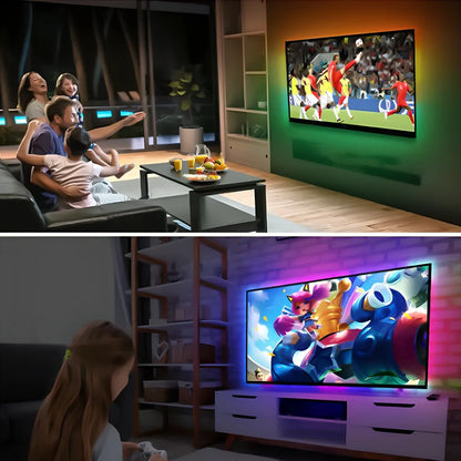 USB-powered Bluetooth RGB LED light strip with 30 LEDs per metre for TV backlighting, waterproof design, 1-5m options