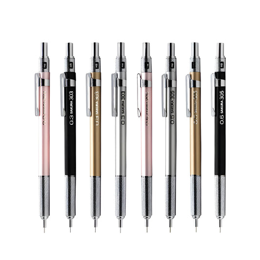 Japanese cherry mechanical pencil with metal rod mechanism in gold, silver, black, or pink colours