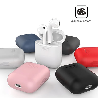 Silicone shockproof protective case for Apple AirPods in various colours with anti-lost rope.