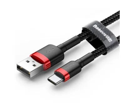 Android Micro USB woven charging cable showing grey/black and red/black colour options
