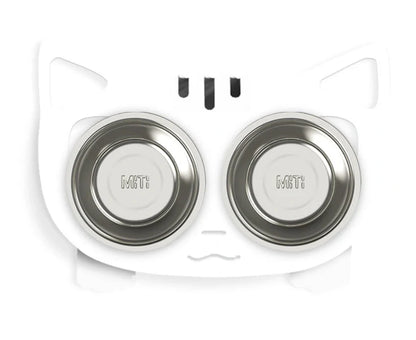 Elevated anti-spill pet food and water bowls in various color options, featuring a sleek and inclined design to prevent spills and keep meals fresh.