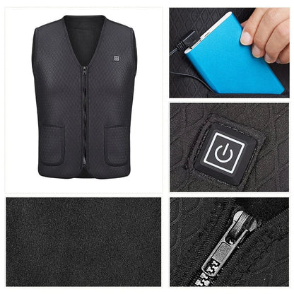Versatile heated vest with adjustable temperature control and durable polyester construction for outdoor activities