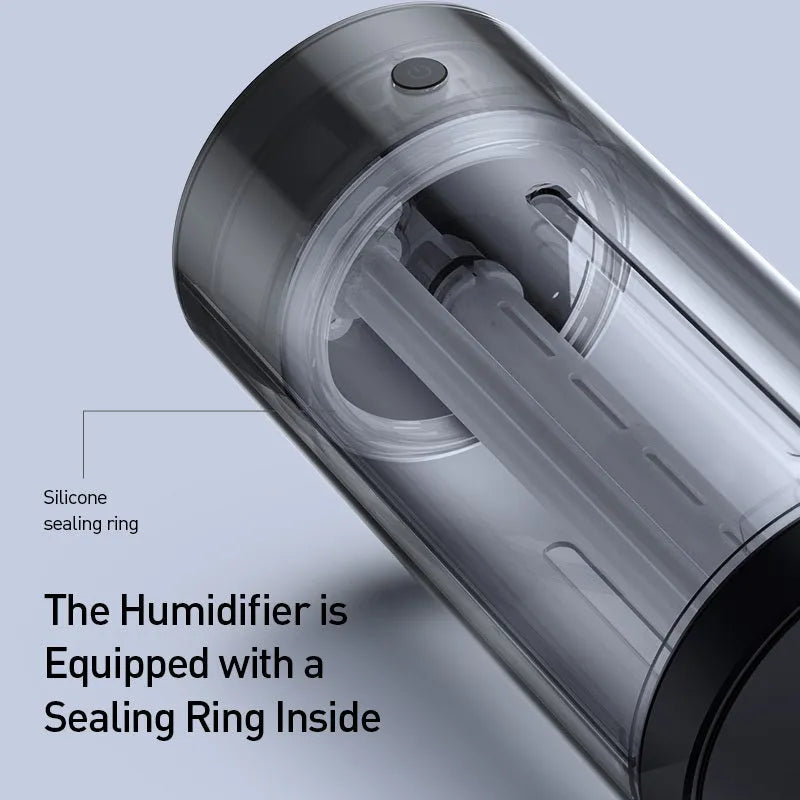 Black car diffuser humidifier with aluminium alloy casing, USB port, and less than 1-litre capacity