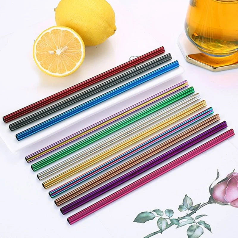 Premium heart-shaped reusable metal drinking straws for bubble tea and other beverages