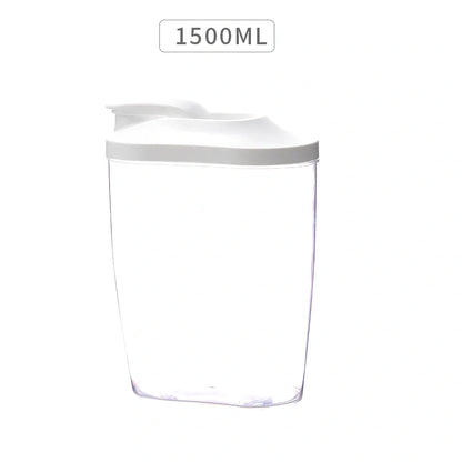 Clear plastic kitchen storage containers with airtight lids for beans and grains