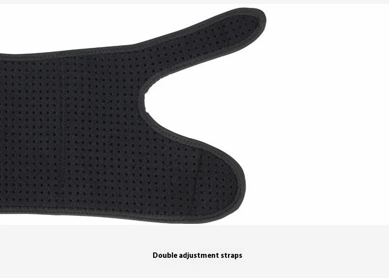 Men's neoprene and aluminium plywood fixed support glove for left hand on a basketball court.