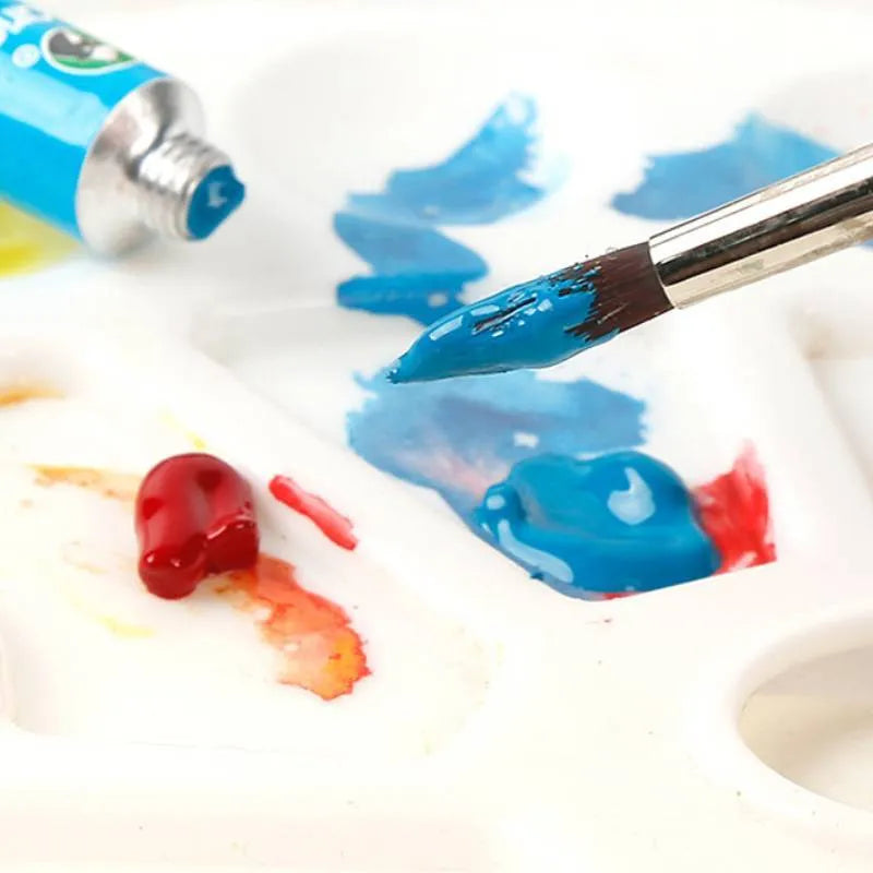 Gouache paint set showing tubes labelled 12, 18, and 24 colours in 5ml and 12ml sizes.