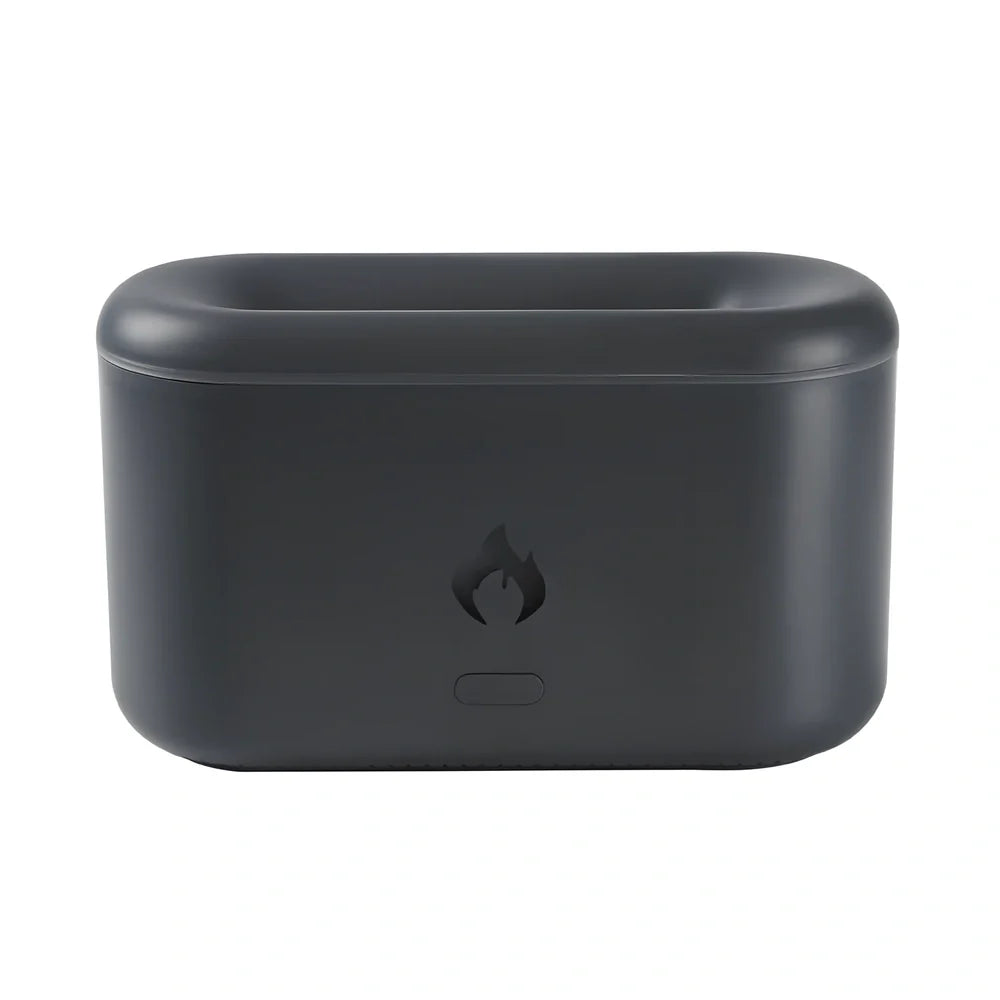 Black and white USB flame aroma diffuser with 300ml water tank for room humidification