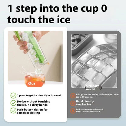 Effortless ice cube maker with one-touch release, made of food-grade, BPA-free materials for safe use in homes, parties, and bars