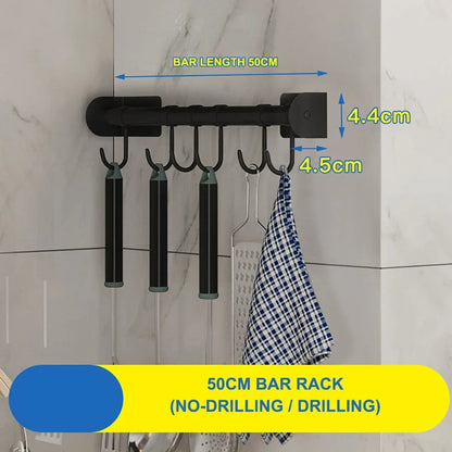 Stainless steel kitchen wall shelf with multiple rack options for utensils and storage